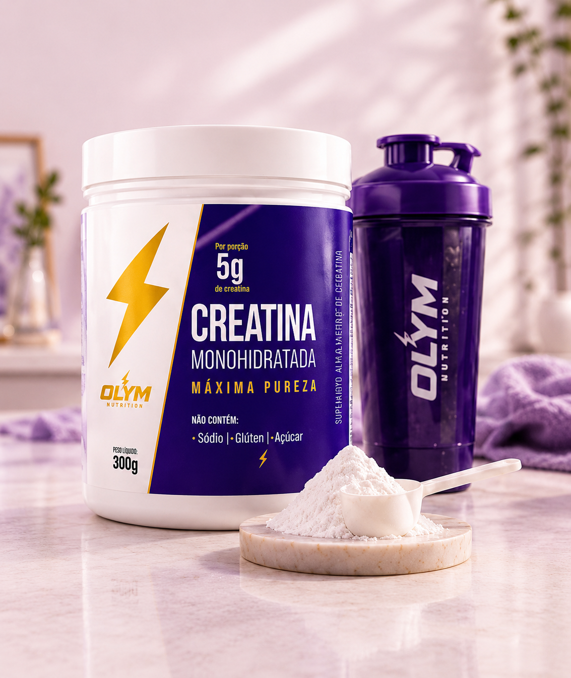 CREATINA MONOHIDRATADA 5G  300G MÁXIMA PUREZA - OLYM NUTRITION